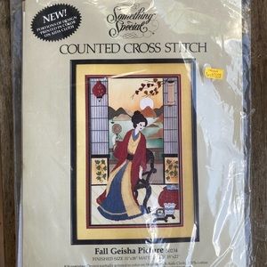 Something Special Counted Cross Stitch Fall Geisha Picture 11 x 18 100% Cotton